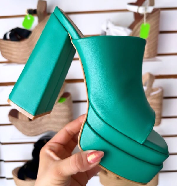 Sandalias Plataforma Verde Impacto Total 💚| Tacón Alto Moderno y Cómodo para Mujer - Image 2