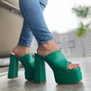 Sandalias Plataforma Verde Impacto Total 💚| Tacón Alto Moderno y Cómodo para Mujer