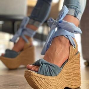 Plataformas de Amarrar con Mezclilla Azul y Yute | Altura, Estilo y Comodidad | calidad PREMIUM | 13 CM