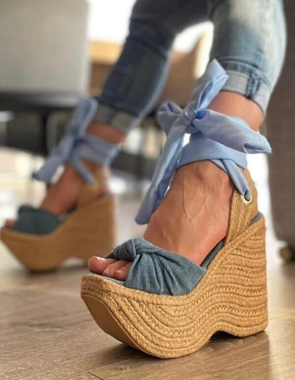 Plataformas de Amarrar con Mezclilla Azul y Yute | Altura, Estilo y Comodidad | calidad PREMIUM | 13 CM
