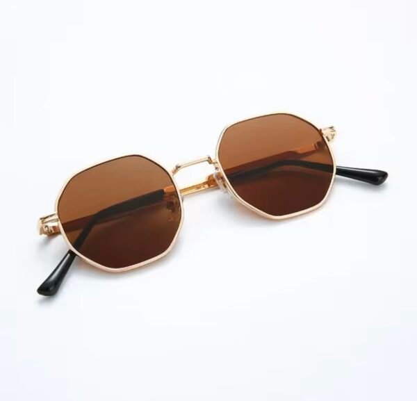 Lentes de Sol Octagonales Dorados con Micas Café | Estilo Retro Unisex UV400🤩