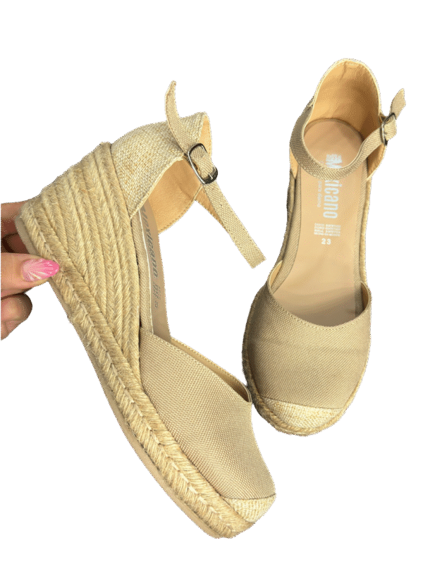 Alpargatas beige de Rosa Mexicano con cuña alta de yute trenzado | 10 cm de altura CALIDAD